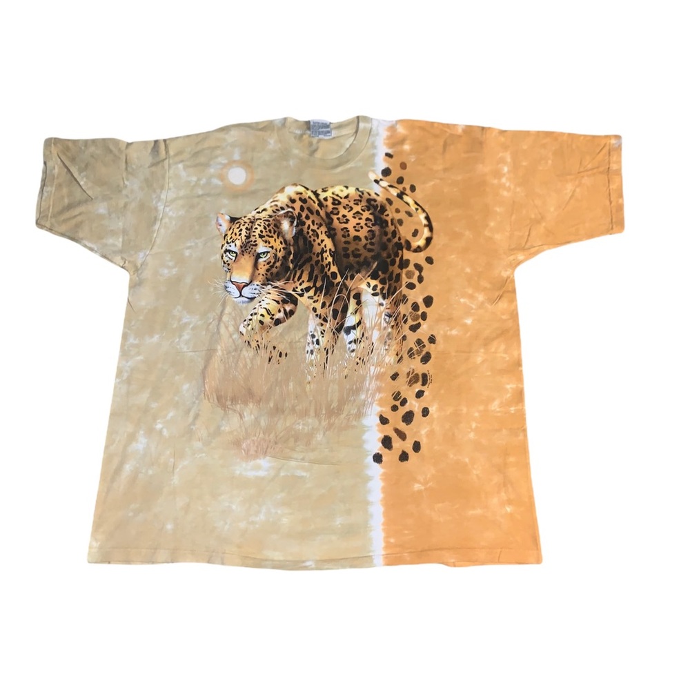 Vintage 2000 Liquid Blue Cheetah Leopard Tie Dye Shirt
